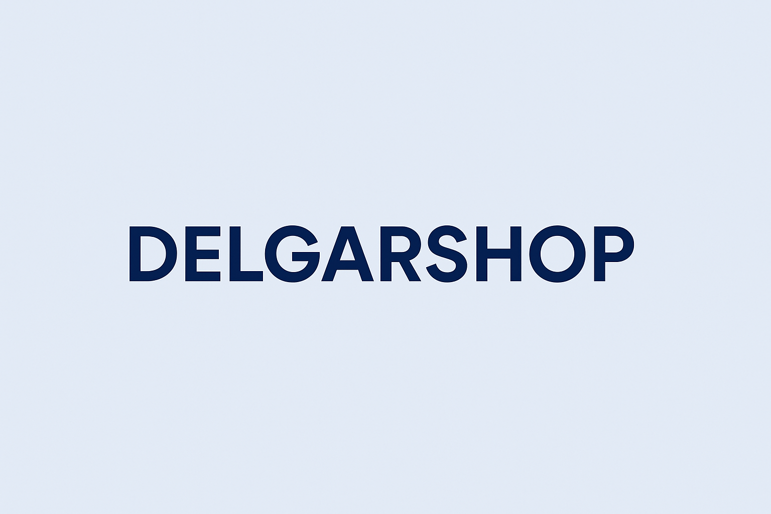 Genera un immagine con scritto "DELGARSHOP" la scritta deve essere blu navy, con sfondo colore: #dfedf5